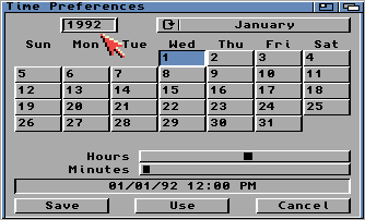 The AmigaOS 2.1 Time Preferences editor